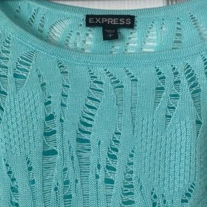 Express long sleeve, asymmetric distressed top